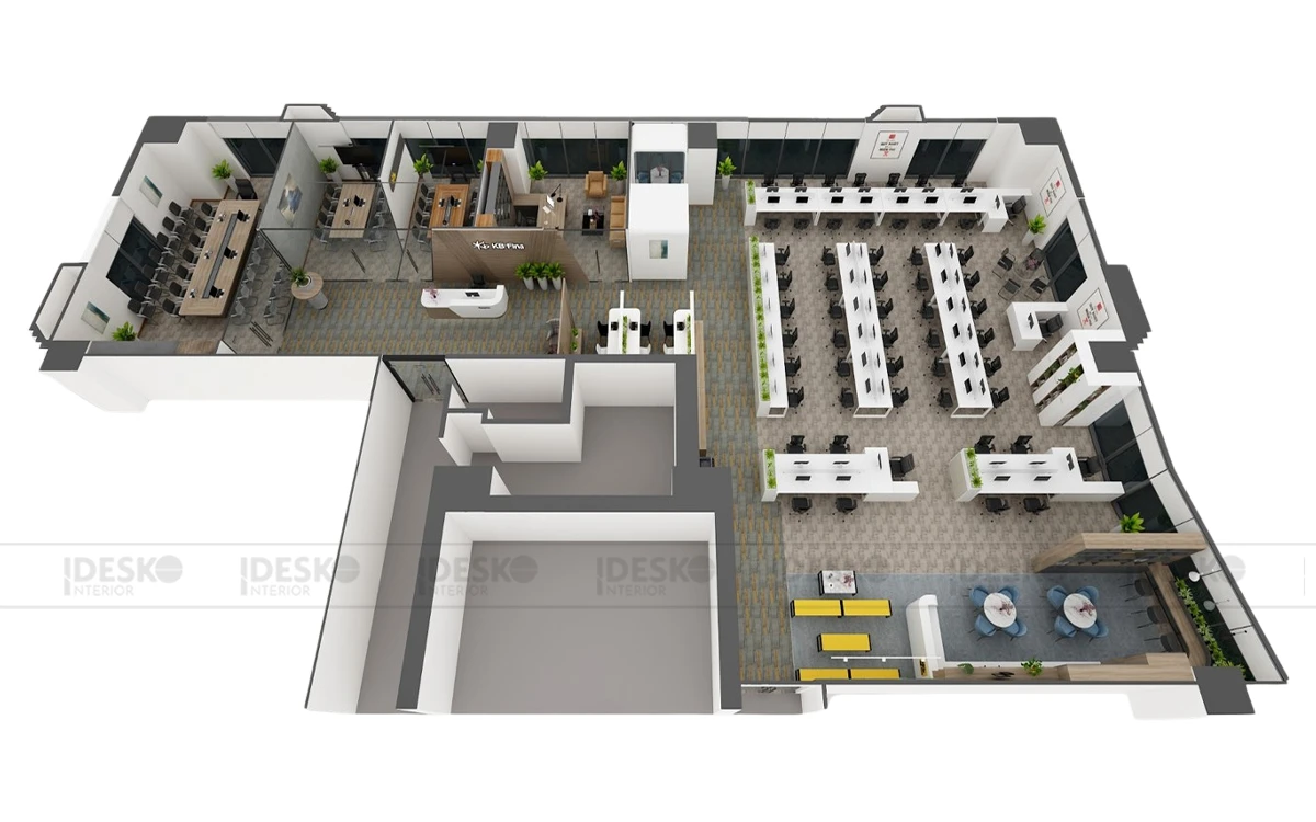 Thiết kế văn phòng 300m2 với phân khu chức năng rõ ràng