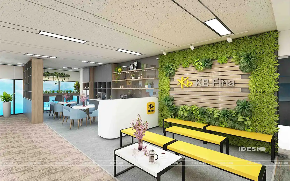 Dự án văn phòng KB FINA với khu vực pantry thiết kế nổi bật thương hiệu