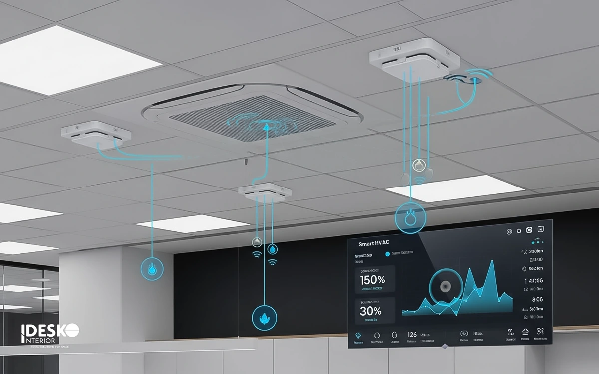 Văn phòng smart office với kiểm soát nhiệt độ tự động