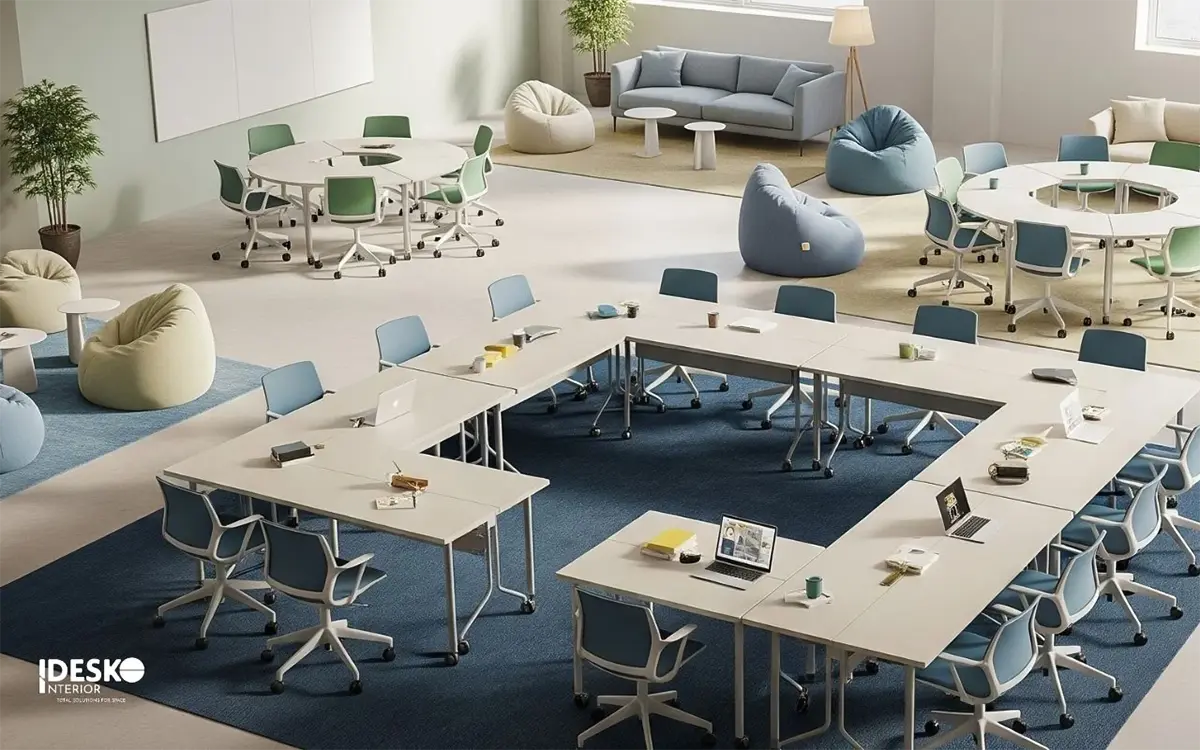 Thiết kế văn phòng sáng tạo với khu vực brainstorming đa năng