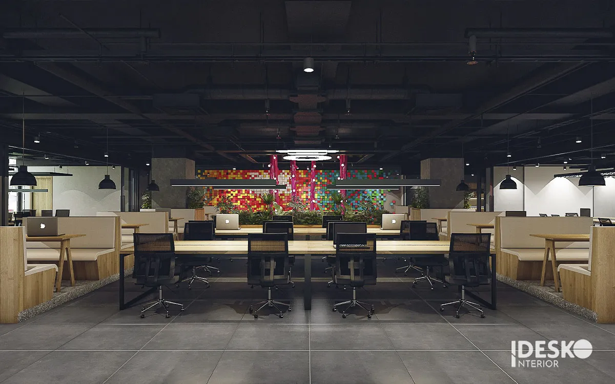 Tông màu trung tính kết hợp với sắc nâu gỗ trong phong cách industrial