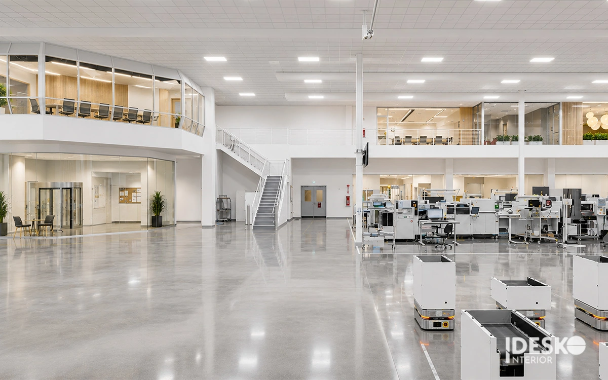 Mẫu thiết kế văn phòng nhà máy trên 1000m2 hiện đại, tích hợp khu hành chính và sản xuất