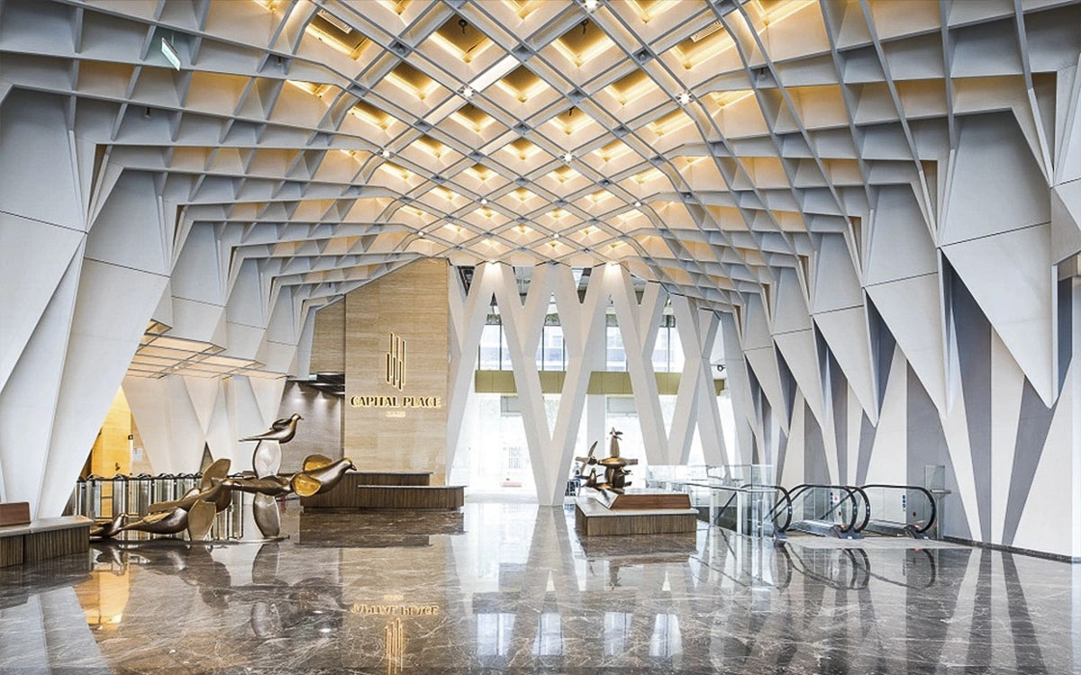 Thiết kế sảnh lễ tân sang trọng, độc đáo tại tòa nhà hạng A Capital Place