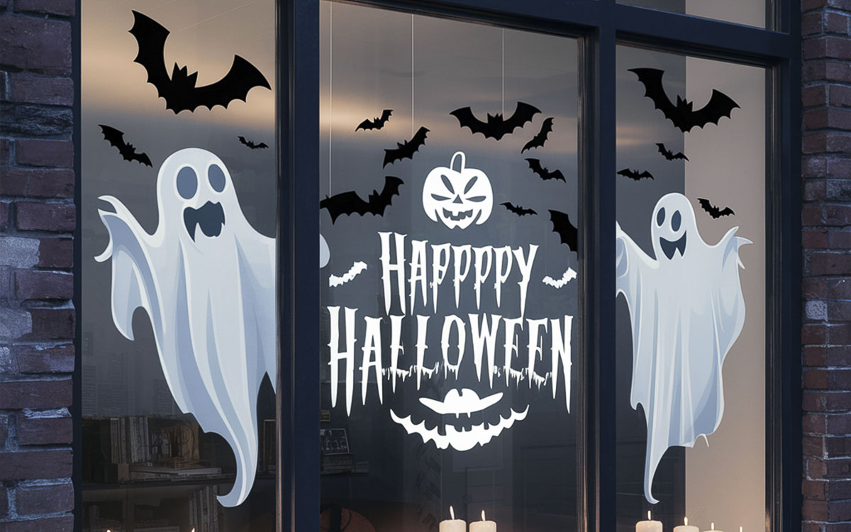 Trang trí halloween bằng decal dán kính