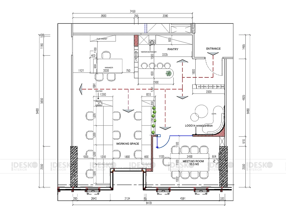 Layout 2D văn phòng AKIRA SOLUTIONS