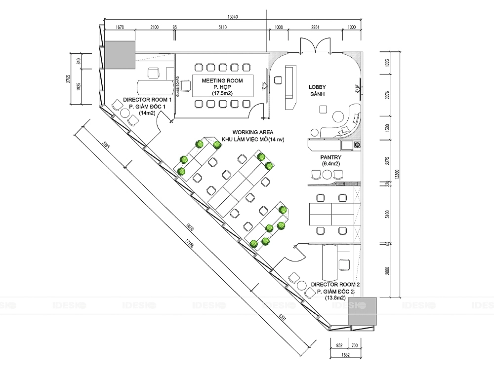 Layout 2D văn phòng BES ENGINEERING