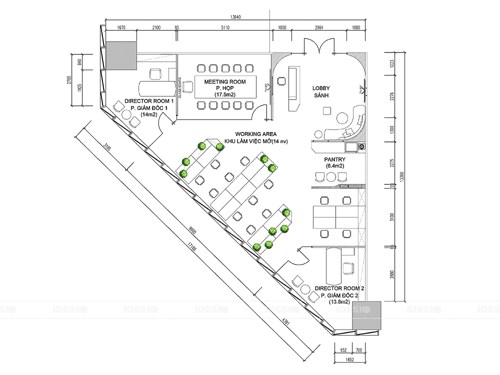 Layout văn phòng BES 2D