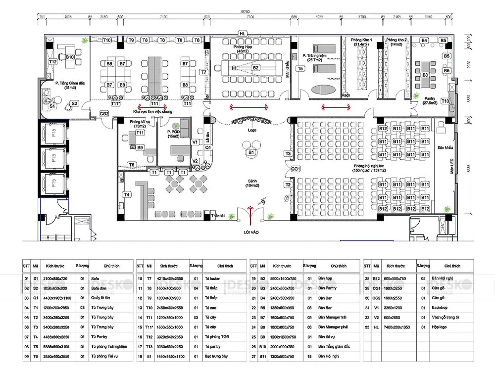 Layout 2D văn phòng TIENS VIỆT NAM