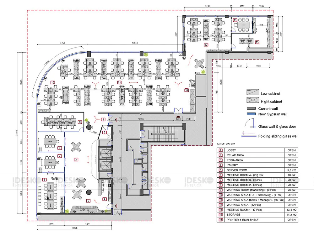 Layout 2D văn phòng YIC ONE