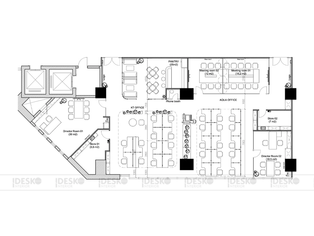 Bản vẽ văn phòng 250m2 đến 500m2 1