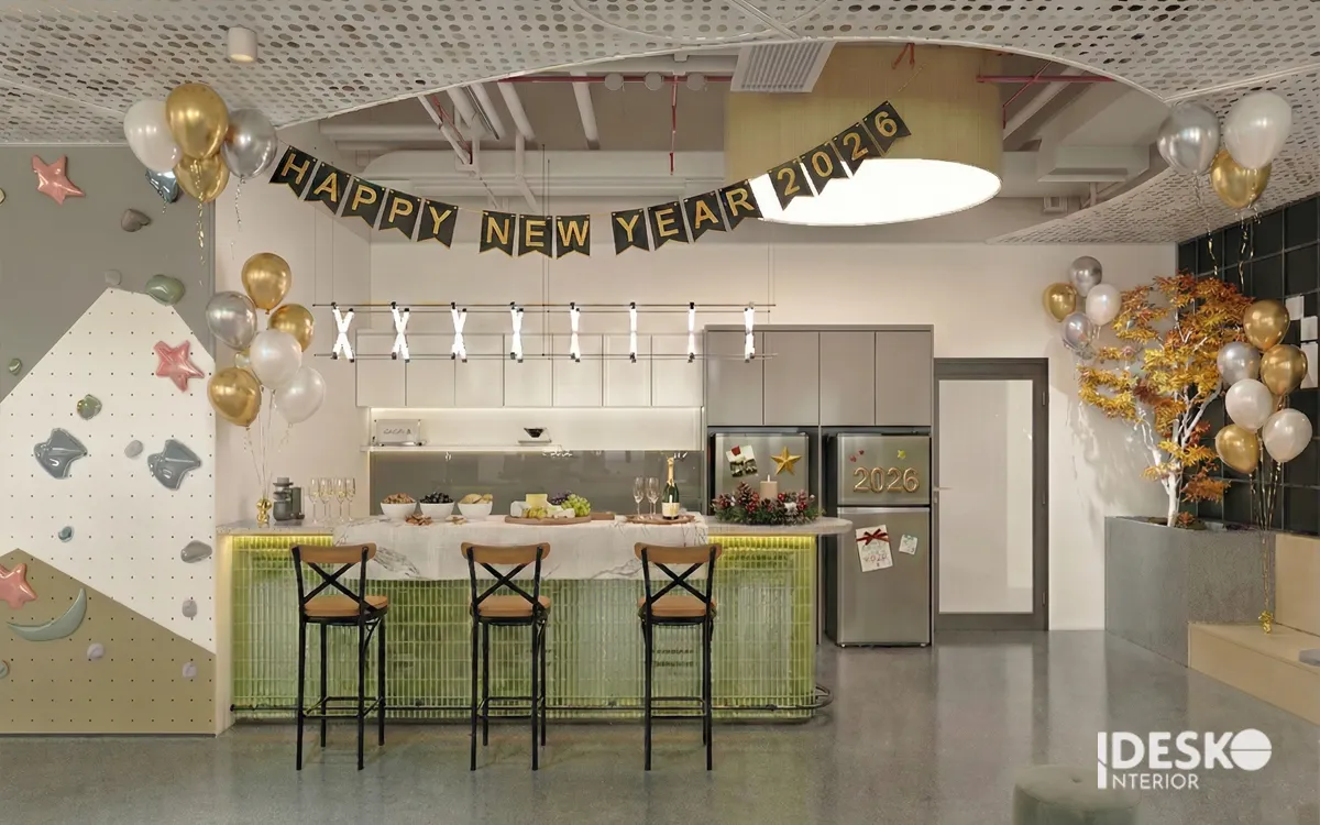 Trang trí Tết Tây cho khu pantry văn phòng