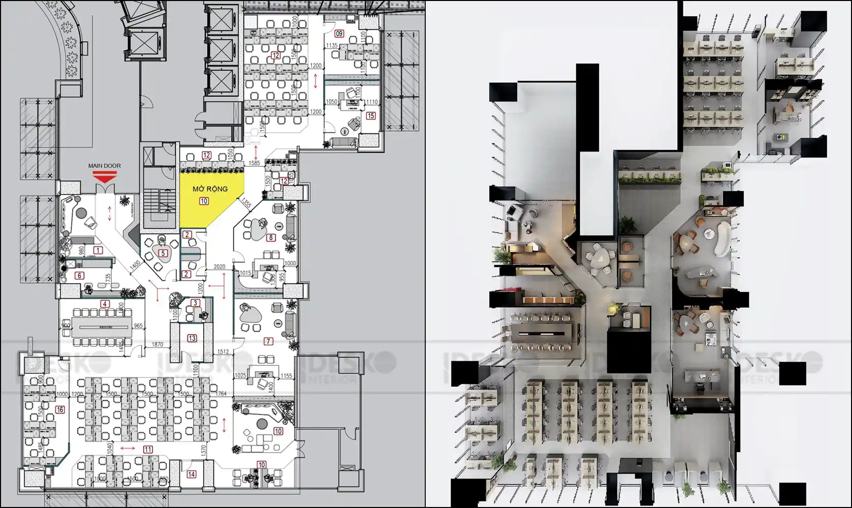 Bản vẽ bố trí mặt bằng văn phòng An Thái tại tòa nhà Sunshine Tower
