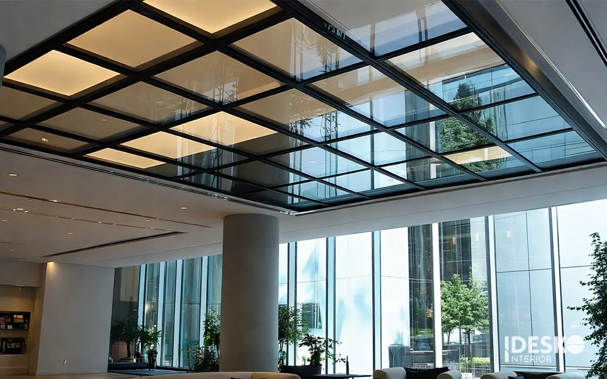 Thiết kế trần kính làm điểm nhấn trong không gian văn phòng