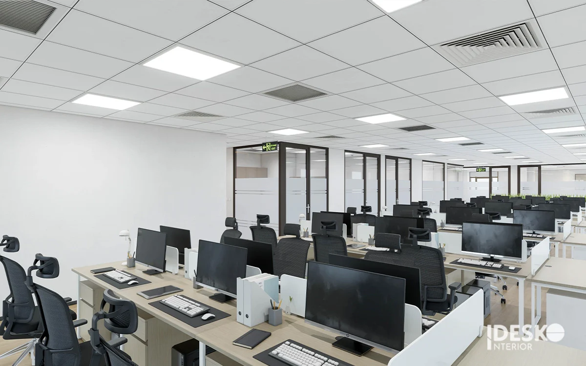 Mẫu thiết kế trần thả che hệ thống kỹ thuật