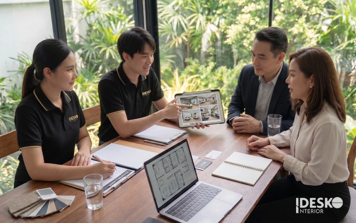 Đội ngũ Idesko tiếp nhận nhu cầu thiết kế văn phòng từ khách hàng