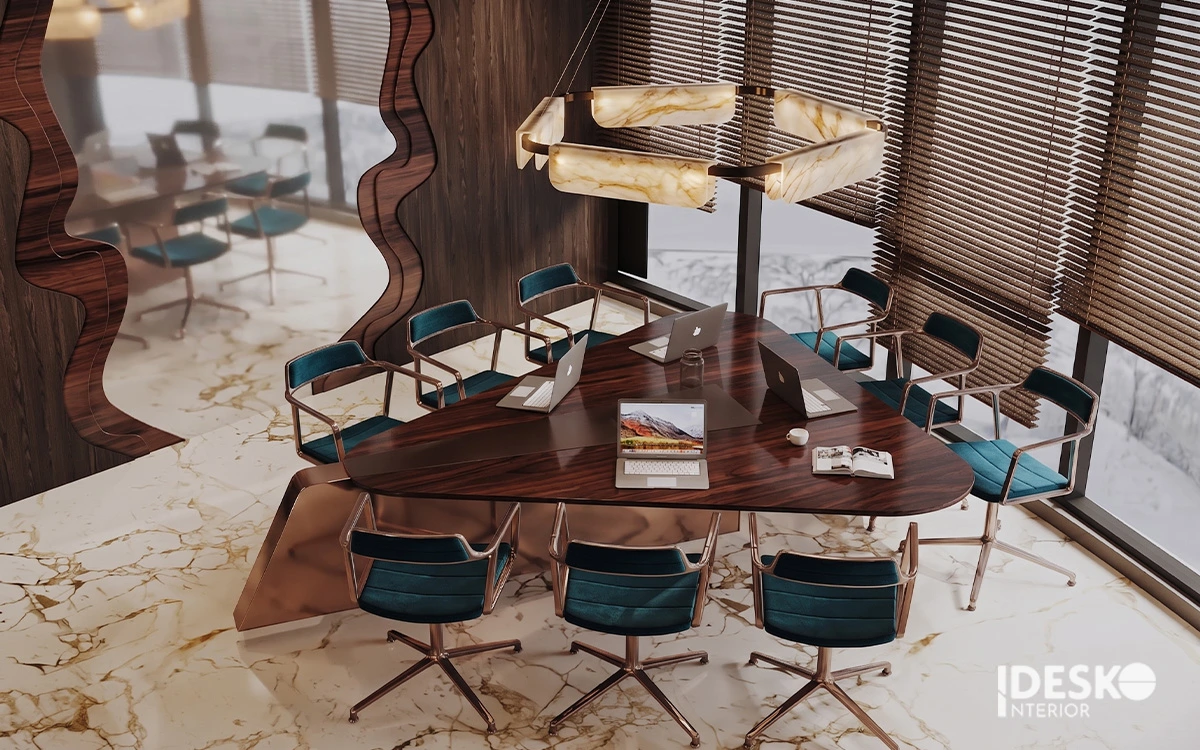 Thiết kế văn phòng ưu tiên các vật liệu cao cấp và hệ thống chiếu sáng nghệ thuật
