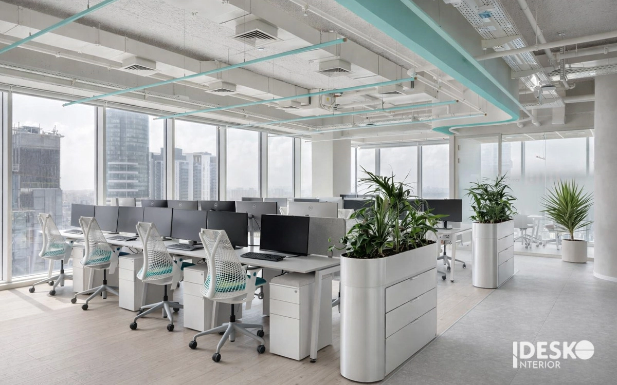 Mẫu thiết kế không gian làm việc mở, linh hoạt giúp tăng cường tinh thần làm việc nhóm và trao đổi thông tin