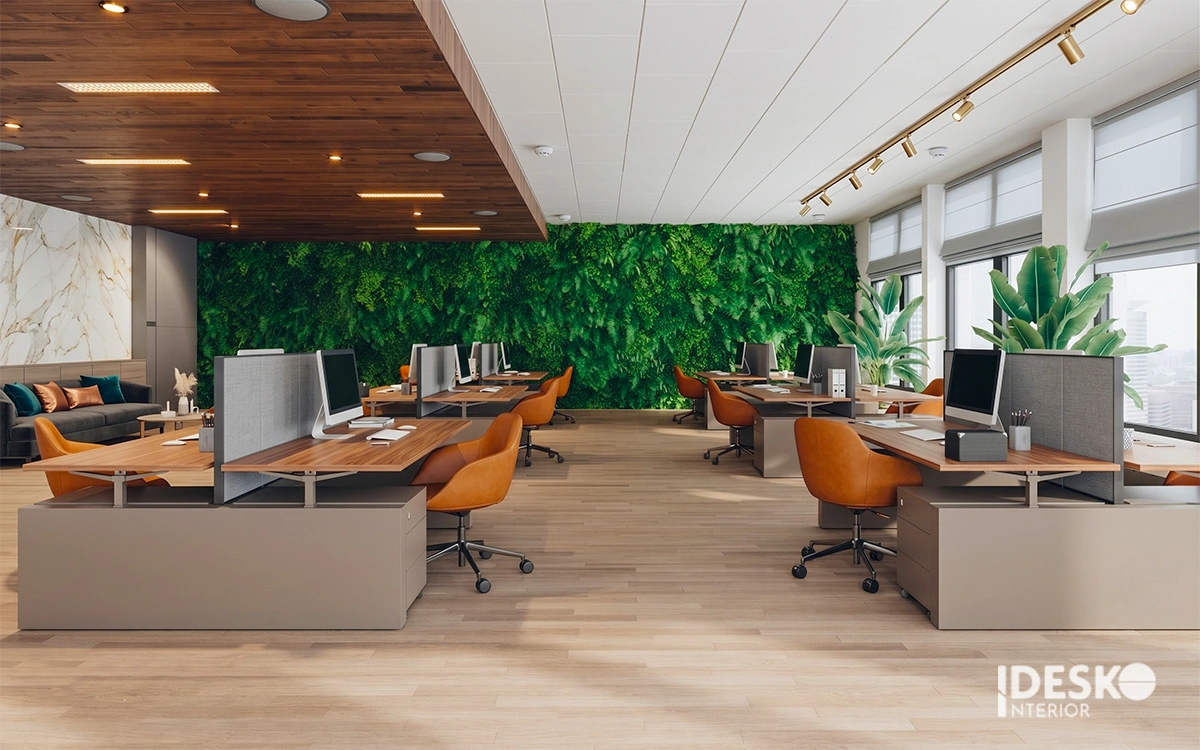 Thiết kế văn phòng xanh với hệ vách ngăn cây cung cấp oxy và tạo điểm nhấn thẩm mỹ cho không gian chung