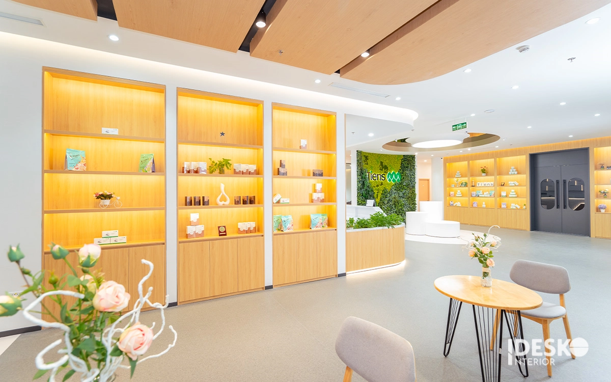 Thiết kế văn phòng đẹp 500m2 - 1000m2 với khu trưng bày sản phẩm, sảnh tiếp đón rộng và bố cục sang thoáng