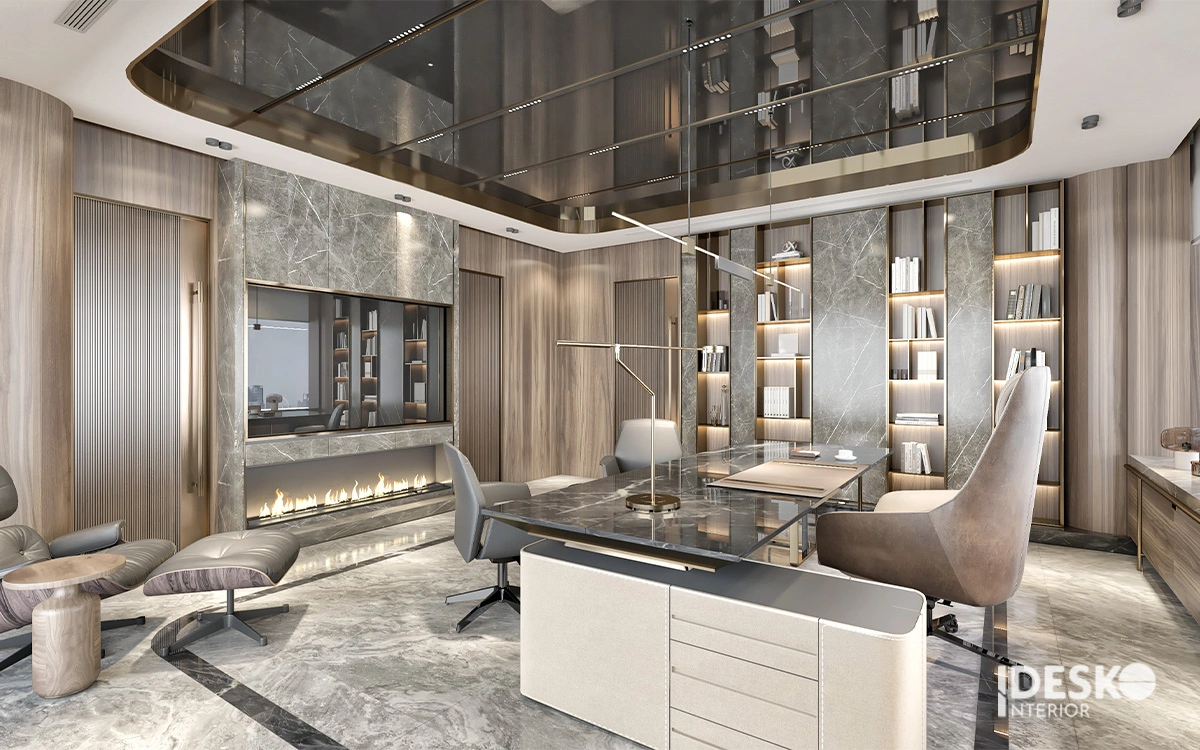 Không gian làm việc sang trọng với vật liệu cao cấp, nội thất tinh xảo và thần thái đẳng cấp nổi bật