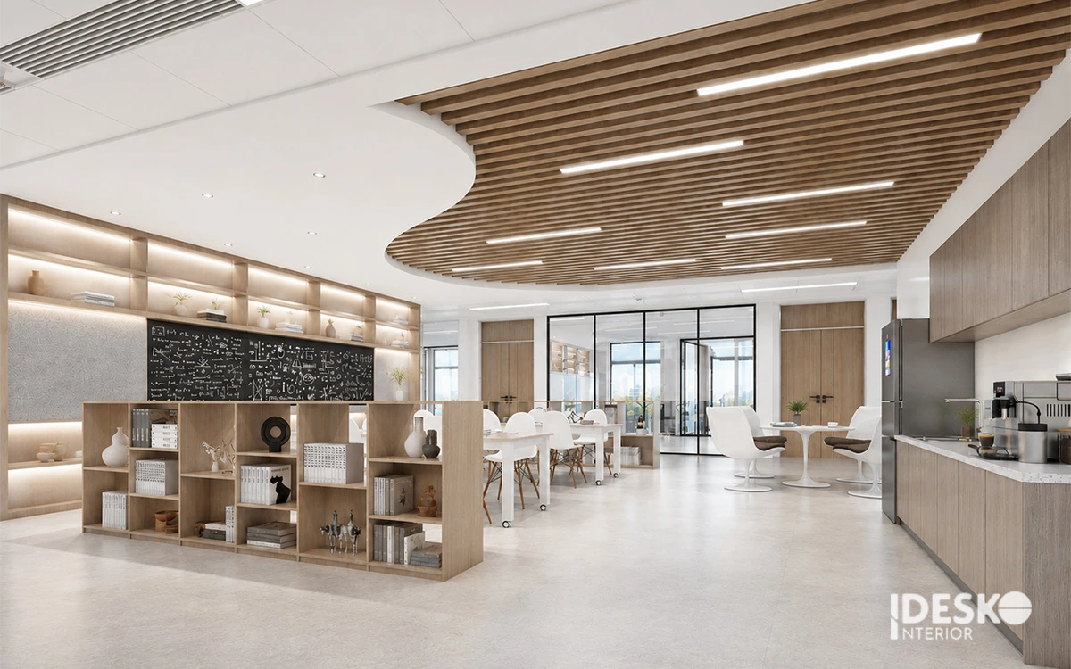 Thiết kế kết hợp pantry và lounge tạo sự kết nối, thư giãn trong văn phòng